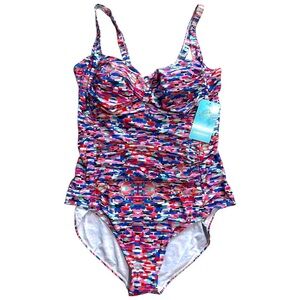 Multi Color One-Piece Swimsuit with Sweetheart Neckline size 20